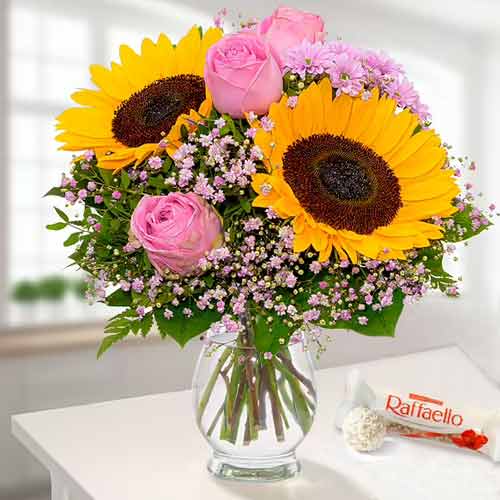 Sunflower and Rose Bouquet-Father's Day Flower Bouquet Germany