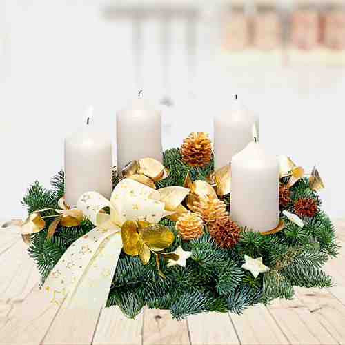 Classic cream-colored Advent wreath - Send Christmas Wreath to Hagen