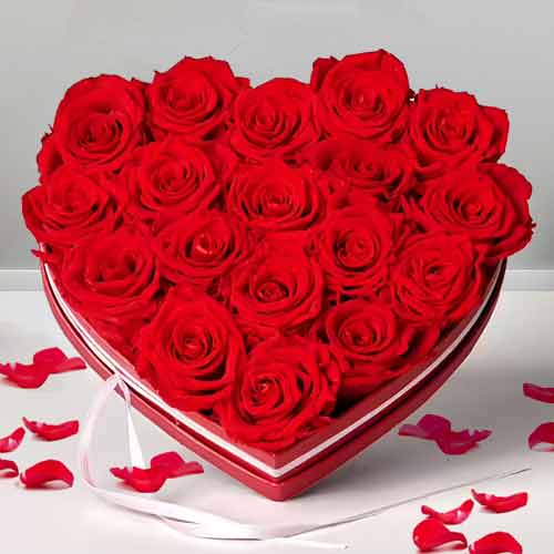 14 Red Long Lasting Roses-HeartShaped Rose Arrangement For Valentine’s Day