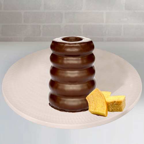 Pyramid Cake With Dark Chocolate Coating-Order Cakes For Friends Online