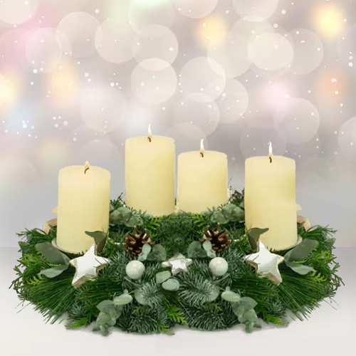 - White Christmas Candle Arrangement