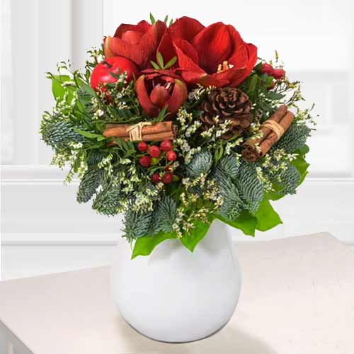 - Christmas Bouquet With Red Amaryllis