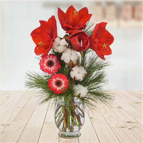 - Christmas Flower Bouquet With Red Amaryllis