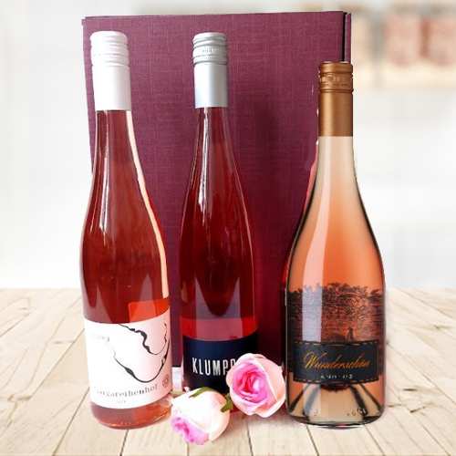 Rose Wine Trio-Send Wine Christmas Gift