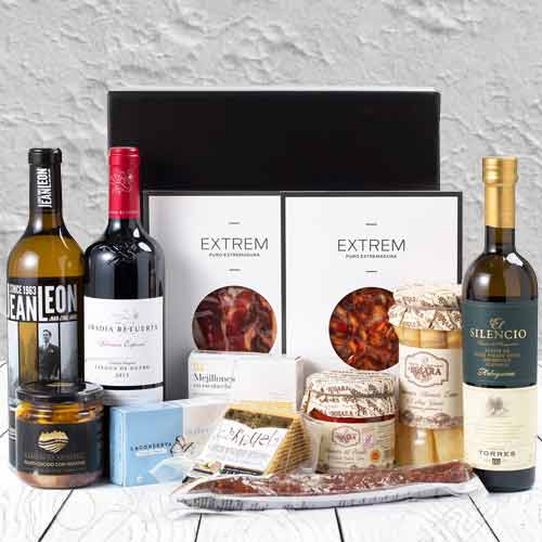 Congratulations Food Gifts-Olive Oil Wine And Snacks Hamper