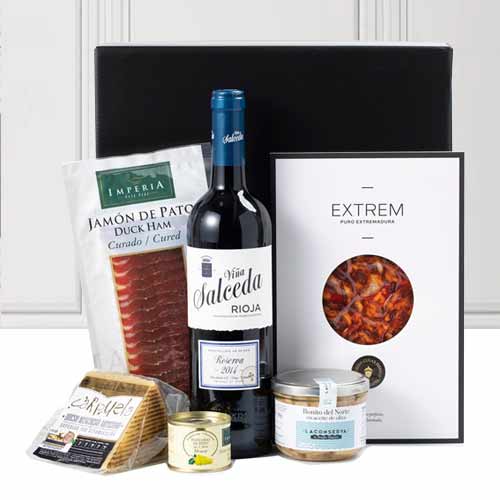 Every Day Basket of Gourmet Love -Wine Ham Cheese Hamper to Germany