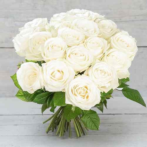 20 White Rose Bouquet-Long Stem White Roses